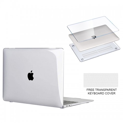 Crystal Clear Case for MacBook Pro / Air Slim Hard Shell Protective (free Keyboard Cover)